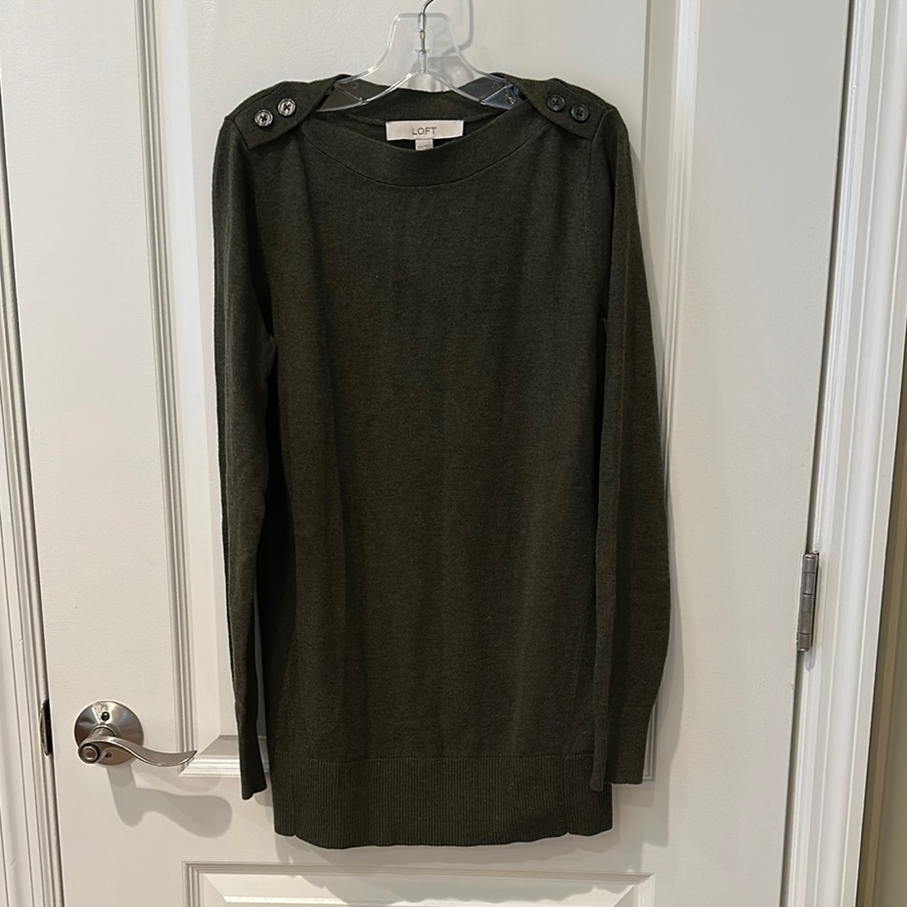 LOFT Green Crew Neck Sweater
